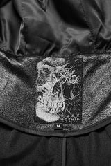 Black Print Embroidery Hooded Mens Gothic Coat Cloak - Product - 5