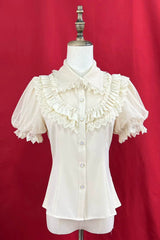 [Four Seasons Encounter] Lapel Collar Detachable Long Sleeves Ruffled Lace Slim Fit Classic Lolita Blouse 4 Colors - Product - 5