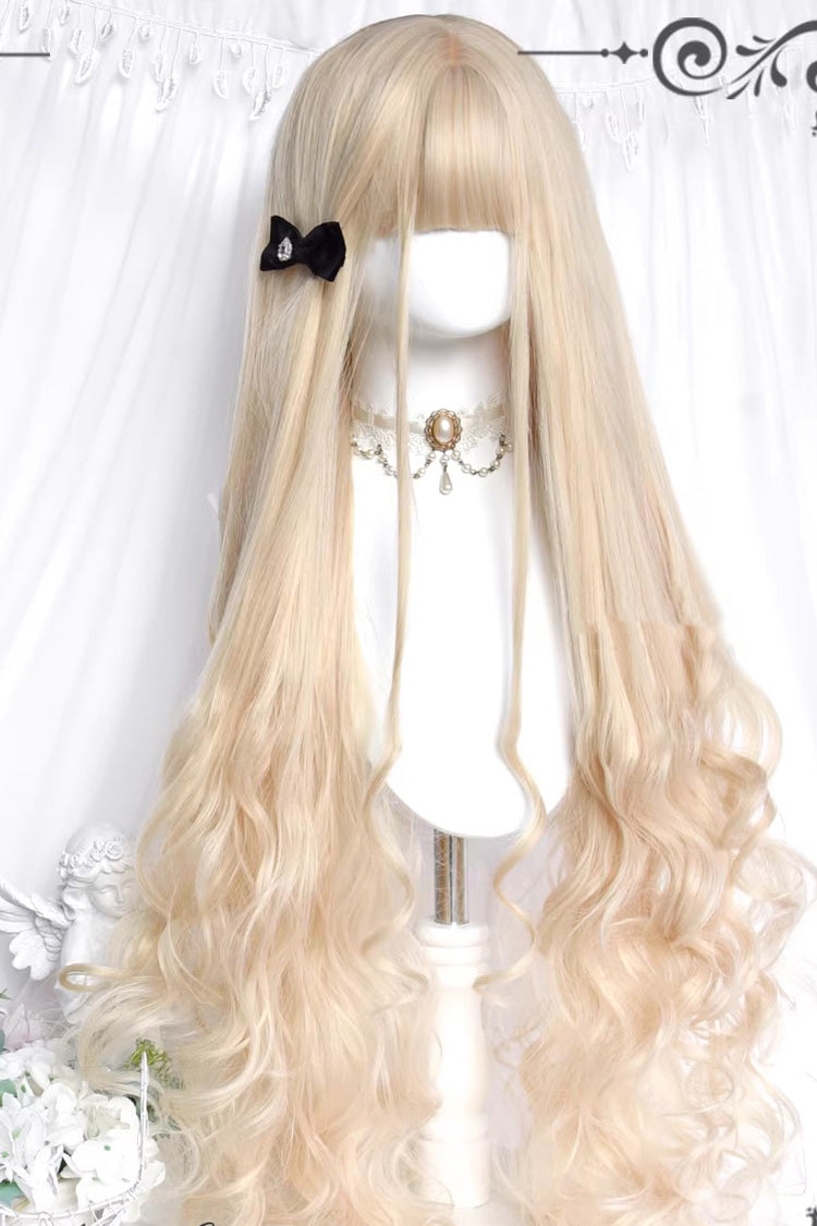 Pearl Beige Hanayome Sweet Gorgeous Long Big Wavy Curly Lolita Wig - Pearl-Beige - 1
