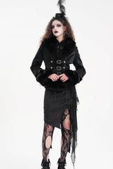 Black Faux Fur Bucket-up Chain Women's Gothic Jacket - Product - 8