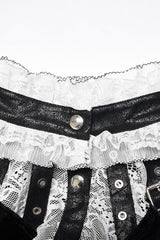 Long Trumpet Sleeves Stitching Lace Irregular Asymmetric Women's Gothic Dress 2 Colors - Product - 13