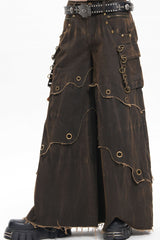 Coffee Eyelet Men's Gothic Pants Pocket Trousers - Product - 14