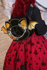 Black Devil Pumpkin Embroidery Gothic Vintage Lolita Bag - Backpack - 2