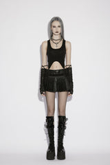 Black Printed Women's Punk College Style Cool Pleated Skirt - Product - 2
