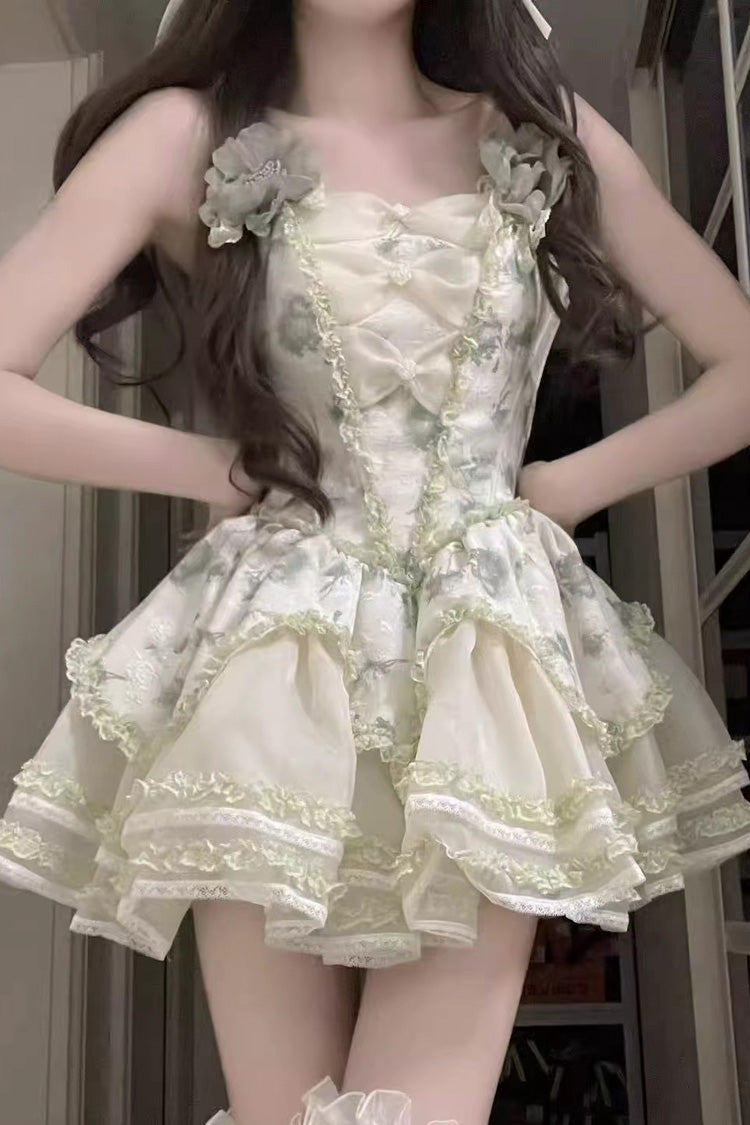 Jasmine Rain Print Stitching Lace Sweet Lolita Jsk Dress 6 Colors - Product - 7