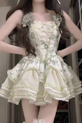 Jasmine Rain Print Stitching Lace Sweet Lolita Jsk Dress 6 Colors - Product - 7