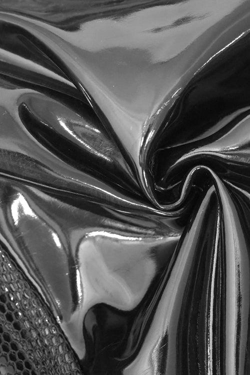 Black Punk Kneepad Shiny Leather Tight Mens Pants - Product - 7