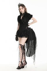 Black Multi-Layered Lace Women's Gothic Puffy Skirt with Detachable Swallow Tail - Product - 6