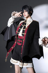 Black [Vampire Noble Court] Long Sleeves Embroidery Gothic Prince Handsome Ouji Lolita Set - Black - 1