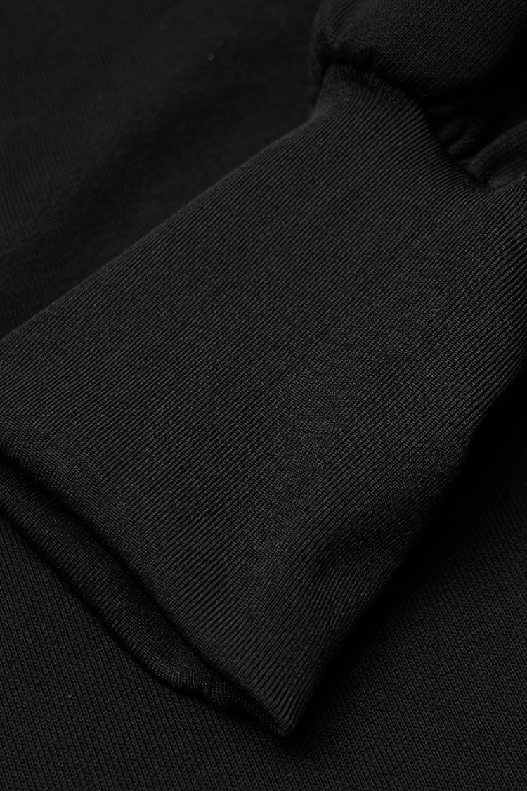Black Metal Double Zipper Round Collar Long Sleeves Women's Gothic Coat - Product - 8