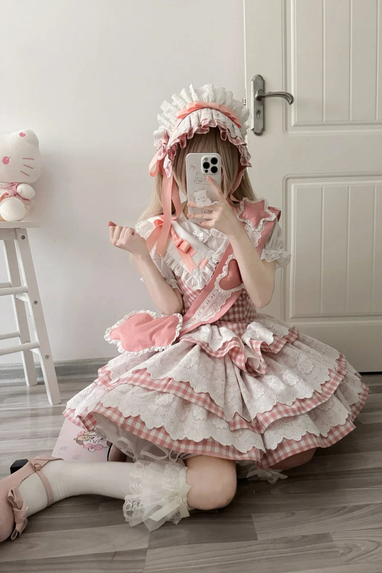 Pink [Star Grant Angel] Triple-Layered Print Ruffle Sweet Lolita Dress - Product - 5