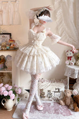 Ivory [Tidal] Triple-Layered Ruffle Bowknot Sweet Lolita Skirt 2 Versions - Product - 14