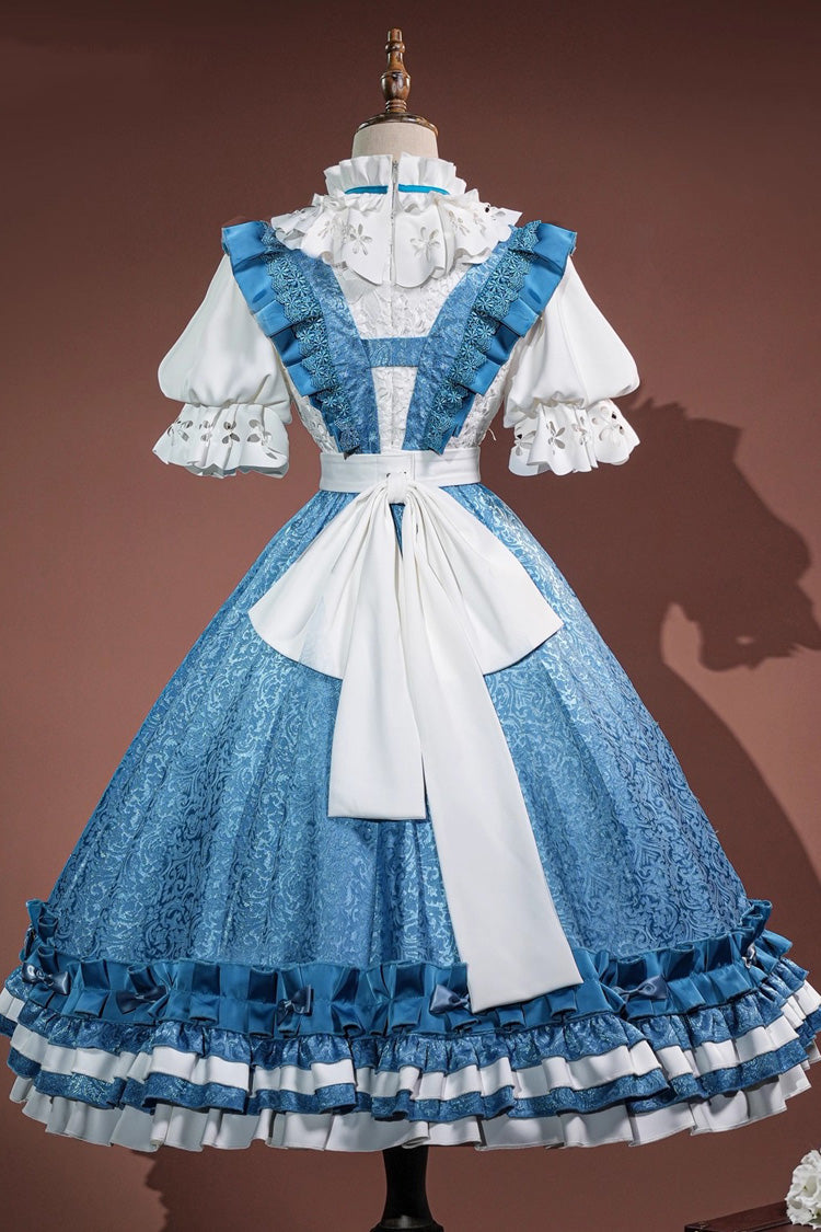 Blue [Identity V Journalist Alice in Dreams] Multi-Layered Ruffle Cardigan Bowknot Classic Cosplay Lolita Dress Set - Product - 3