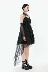 Black Sleeveless Multi-Layered Lace Women's Gothic Fishtail Slip Dress Graduation Dress - Product - 10
