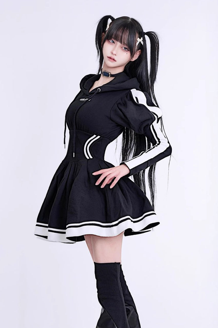 Japanese Long Sleeves Ruffle Bowknot Punk Jirai Kei Sweater Dress 3 Colors - Product - 9