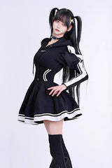 Japanese Long Sleeves Ruffle Bowknot Punk Jirai Kei Sweater Dress 3 Colors - Product - 9