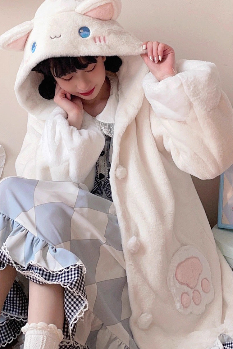 [Sleepy Bear and Cat] Long Sleeves Hooded Sweet Lolita Coat 3 Versions - Product - 9