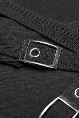 Black Metal Buckle Irregular Hem Women's Punk Vest - Product - 5