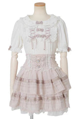 Sweet High Waisted Double-Layered Ruffle Bowknot Stitching Lace Plus Size Japanese Lolita Strap Dress 3 Colors - Pink - 2