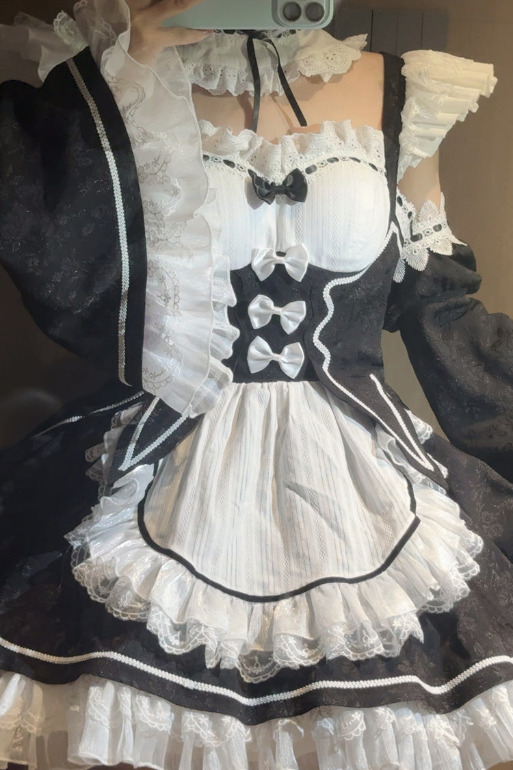 [Ram Rem] Ruffle Bowknot Sweet Japanese Lolita Jsk Dress Set 2 Colors - Product - 5