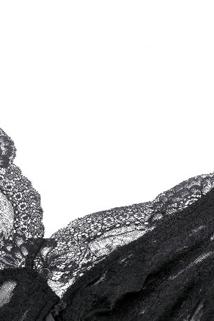 Black Deep V Collar Long Trumpet Sleeves Lace Lace-Up Women's Gothic Corset Top - Product - 13