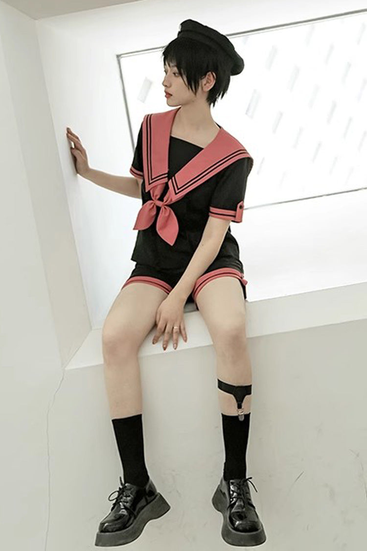 Black Voyage To Atlantis Navy Style Short Sleeves Prince Ouji Lolita Set - Product - 6