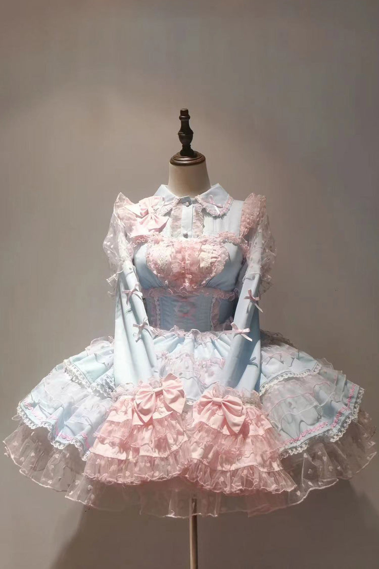 Blue/Pink Pray Multi-Layered Ruffle Lace Sweet Princess Lolita Jsk Dress - Product - 7