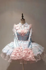 Blue/Pink Pray Multi-Layered Ruffle Lace Sweet Princess Lolita Jsk Dress - Product - 7