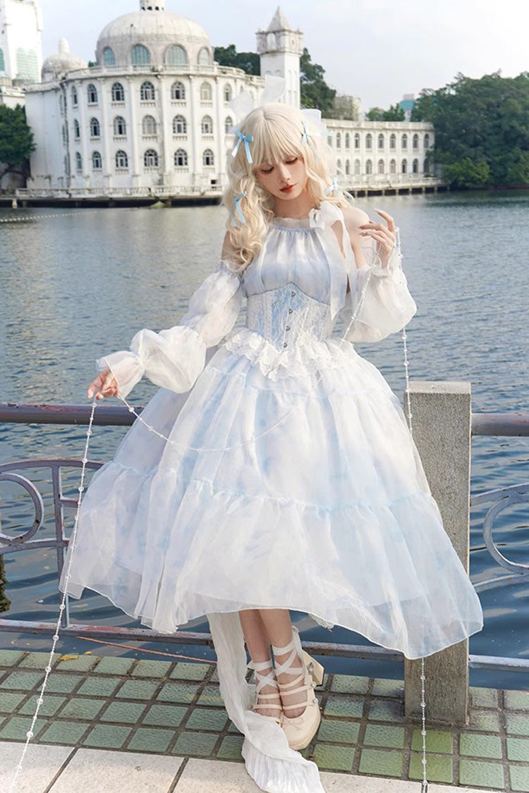Glacier Blue Bubble Love Hanayome Tie-dyed Sweet Elegant Lolita Dress - Product - 4
