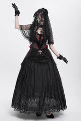 Red Halterneck Sleeveless Embroidery Stitching Rose Heart Lace Women's Gothic Blouse - Product - 5