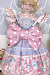 Pink/White Polka Dot Print Bowknot Shaped Sweet Lolita Backpack - Pink/White - 6