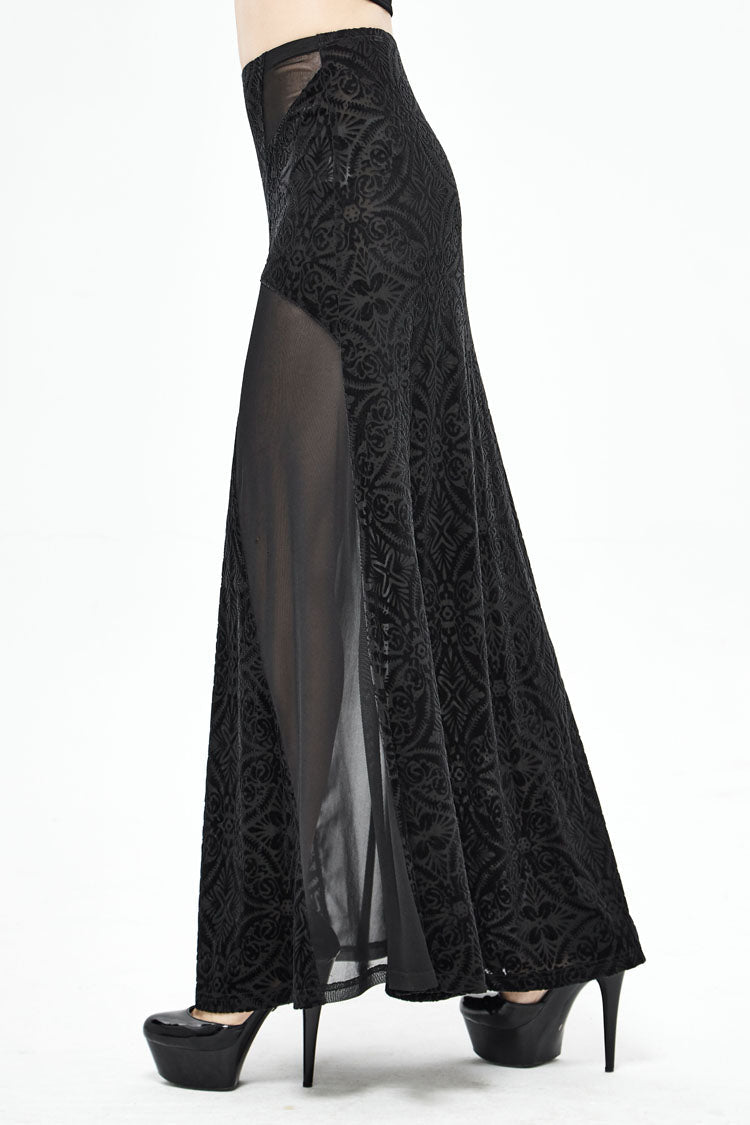 Black High Waisted Jacquard Lace Women's Punk Skirt - Product - 4