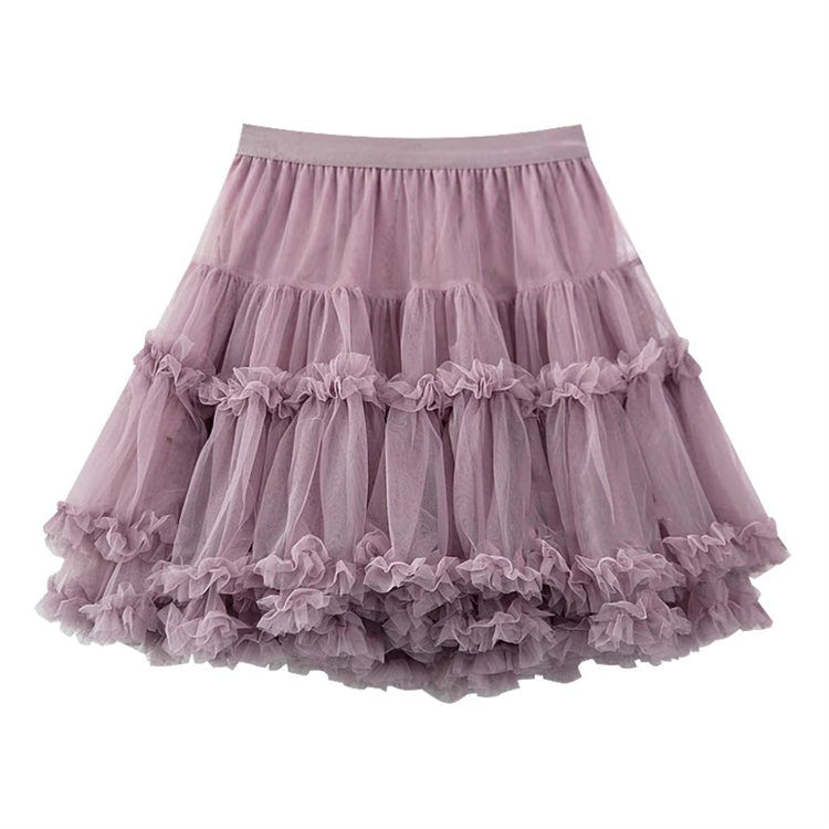 Sweet High Waisted Ruffle Princess Lolita Petticoat 7 Colors - Purple - 3