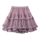 Sweet High Waisted Ruffle Princess Lolita Petticoat 7 Colors - Purple - 3