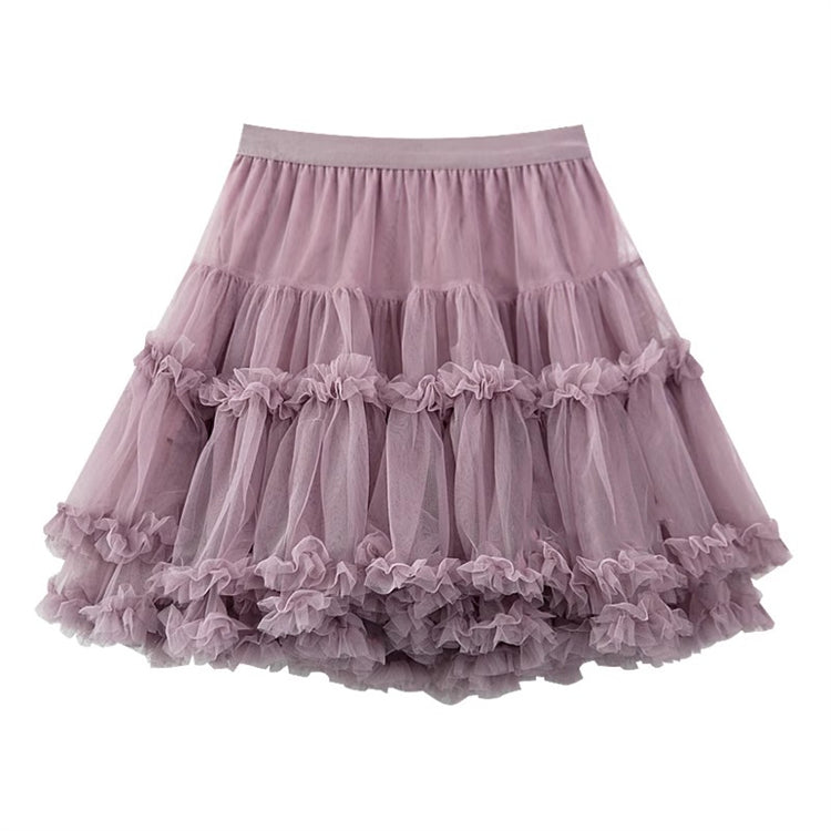 Sweet High Waisted Ruffle Princess Lolita Petticoat 7 Colors - Purple - 3