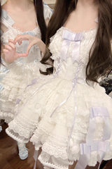 Love Song Multi-Layered Ruffle Hanayome Bowknot Lace Sweet Princess Lolita Jsk Dress 3 Colors - Product - 9
