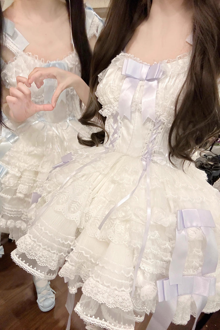 Love Song Multi-Layered Ruffle Hanayome Bowknot Lace Sweet Princess Lolita Jsk Dress 3 Colors - Product - 9