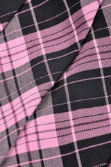 Black/Pink Women's Punk Grunge Zippered Faux Leather Spliced Plaid Pleated Mini Skirt - Product - 20
