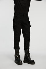 Black Studded Pleated Men's Punk Pants - Product - 5