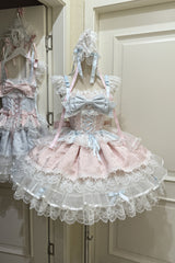Pink [Fleishi Island] Sleeveless Ruffle Bowknot Lace Slim Sweet Ballet Lolita Jsk Dress - Product - 3