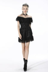 Black Floral Embroidered Lace-Up Strappy Women's Gothic Gorgeous Corset - Product - 11