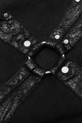 Black Cross Decoration Ripped Men's Steampunk Pants - Product - 5