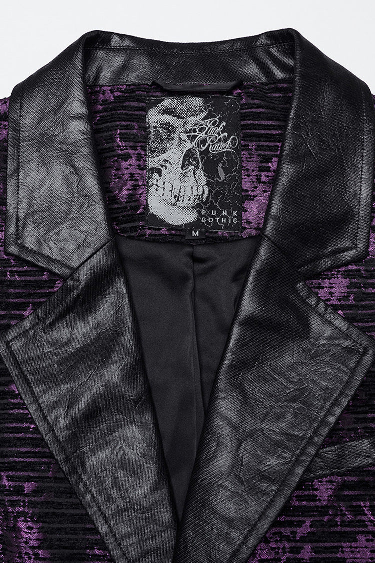 Violet V Collar Sleeveless Print Skull Buckle Men's Gothic Vest - Product - 6