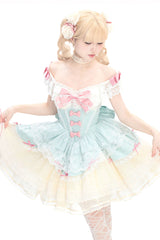Mint Green [Parfait Romance] Sleeveless Ruffle Bowknot Lace Sweet Elegant Ballet Lolita Jsk Dress - Product - 4