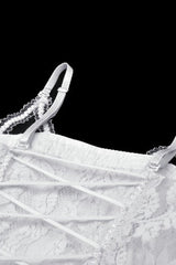 White Sleeveless Pleated Lace Women's Gothic Slip Dress Wedding Dress - Product - 17