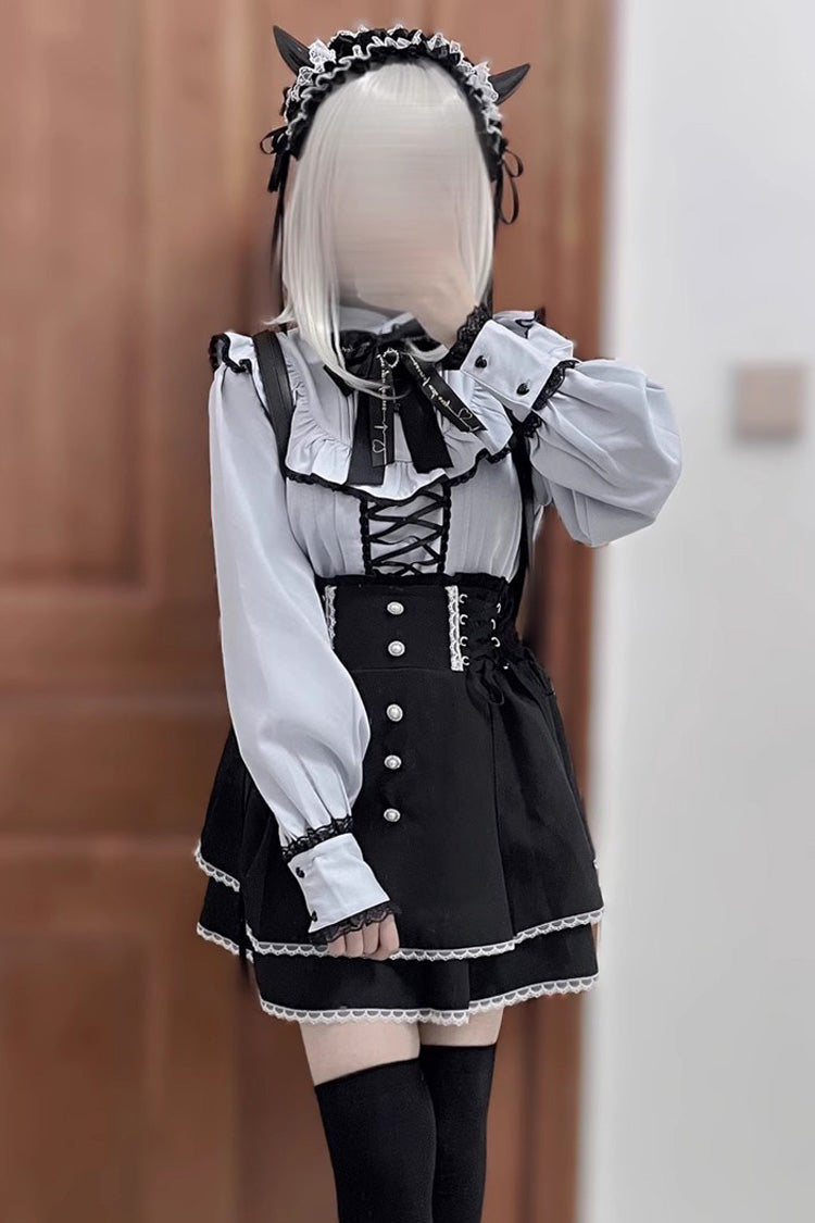 Jirai Kei High Waisted Bowknot Lace Lace-Up Sweet Lolita Skirt 2 Colors - Product - 3