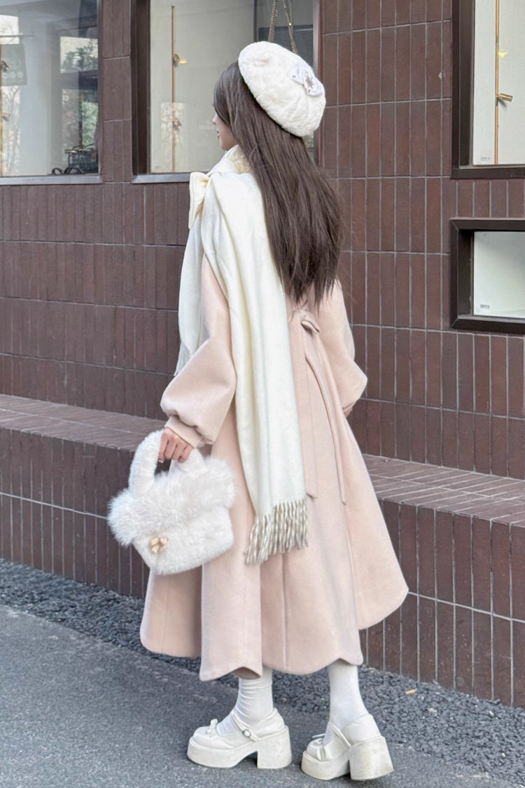 [Winter Sonata] Long Sleeves Bowknot Sweet Elegant Lolita Long Coat 2 Colors - Product - 7