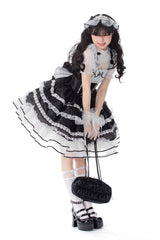 Black Multi-layer Ruffle Bowknot Lace-Up Ballet Style Sweet Princess Lolita Tiered Dress - Product - 6
