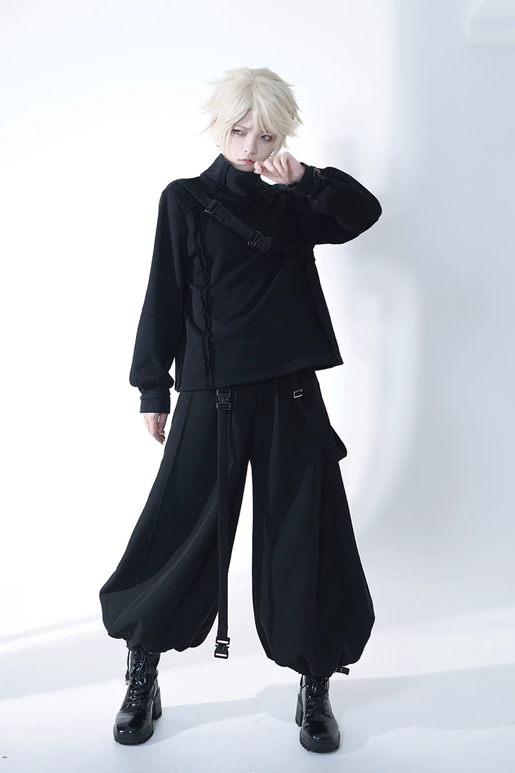 Black Functional Rabbit Cool and Handsome Ouji Lolita Pants - Product - 4