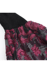 Black/Red Off Shoulder Trumpet Sleeves Embroidery Lace Women's Gothic Blouse - Product - 10